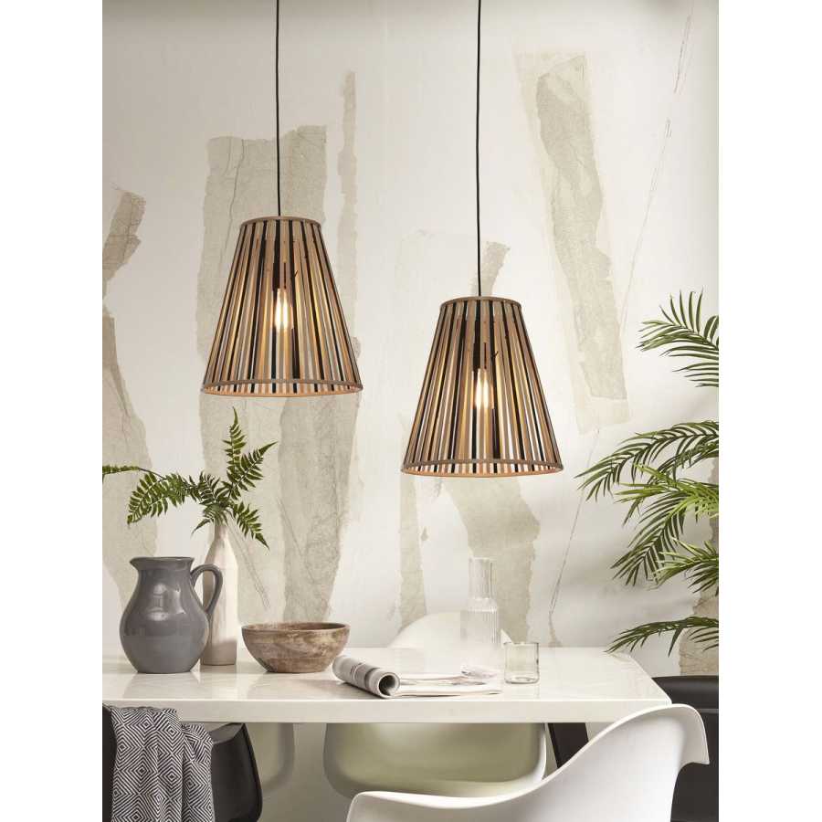 Good&Mojo Merapi Cone Pendant Light - Black & Natural - Large