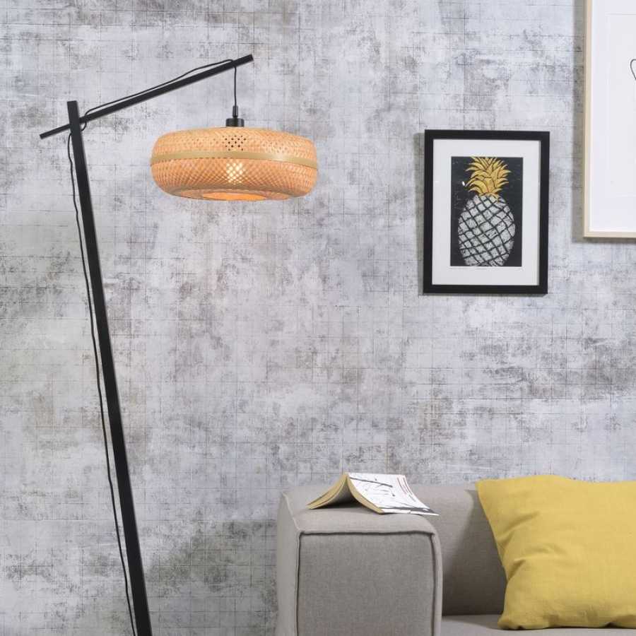 Good&Mojo Palawan Hanging Floor Lamp - Black & Natural - Small