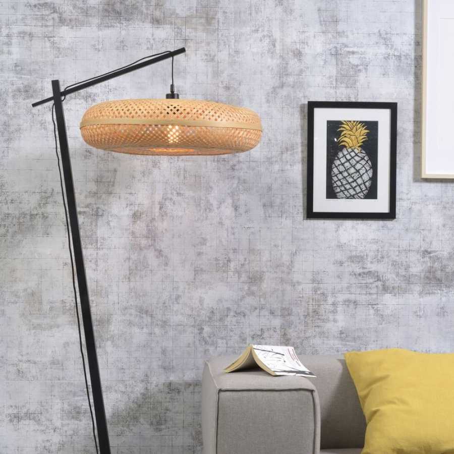 Good&Mojo Palawan Hanging Floor Lamp - Black & Natural - Large