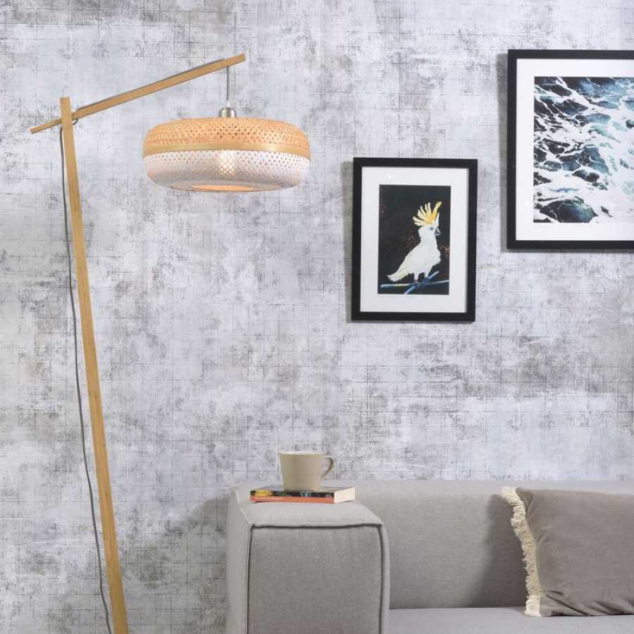 Good&Mojo Palawan Hanging Floor Lamp - Natural & White - Small