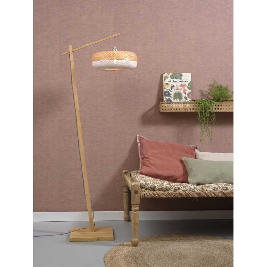 Good&Mojo Palawan Hanging Floor Lamp - Natural & White - Small