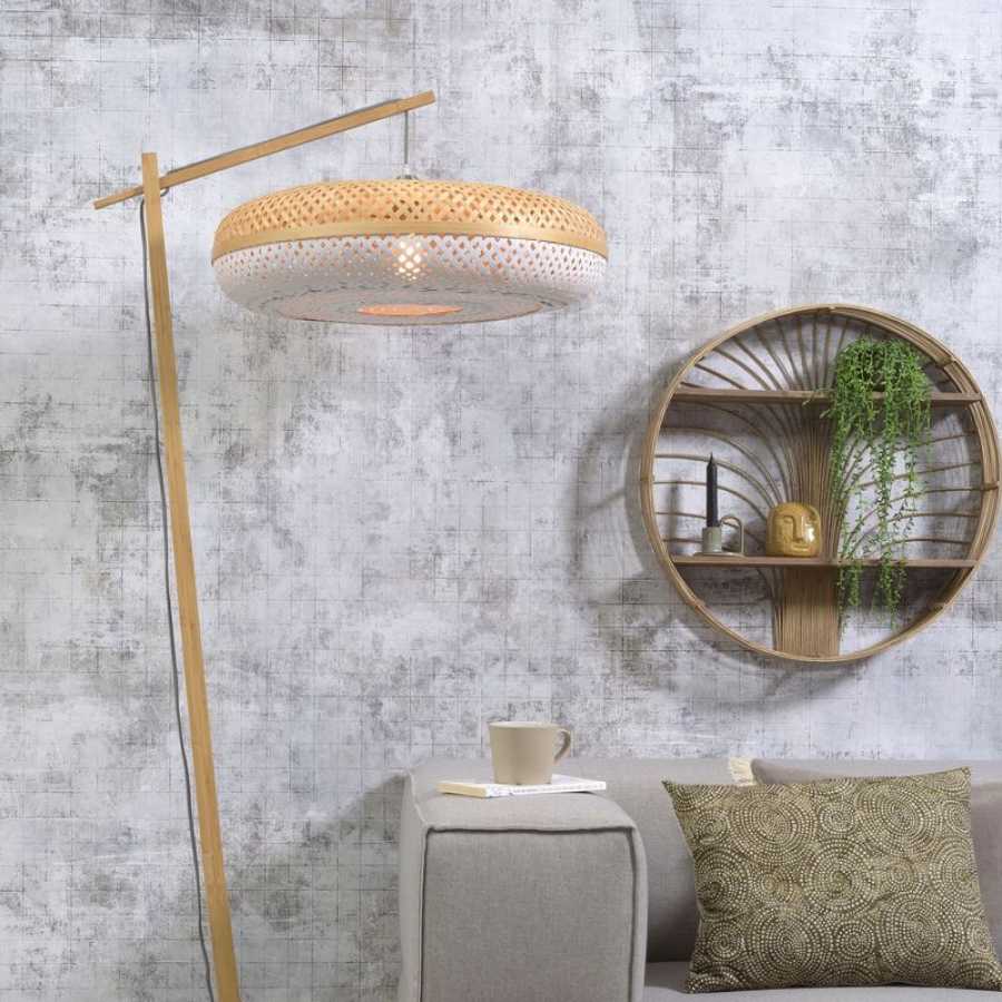 Good&Mojo Palawan Hanging Floor Lamp - Natural & White - Large