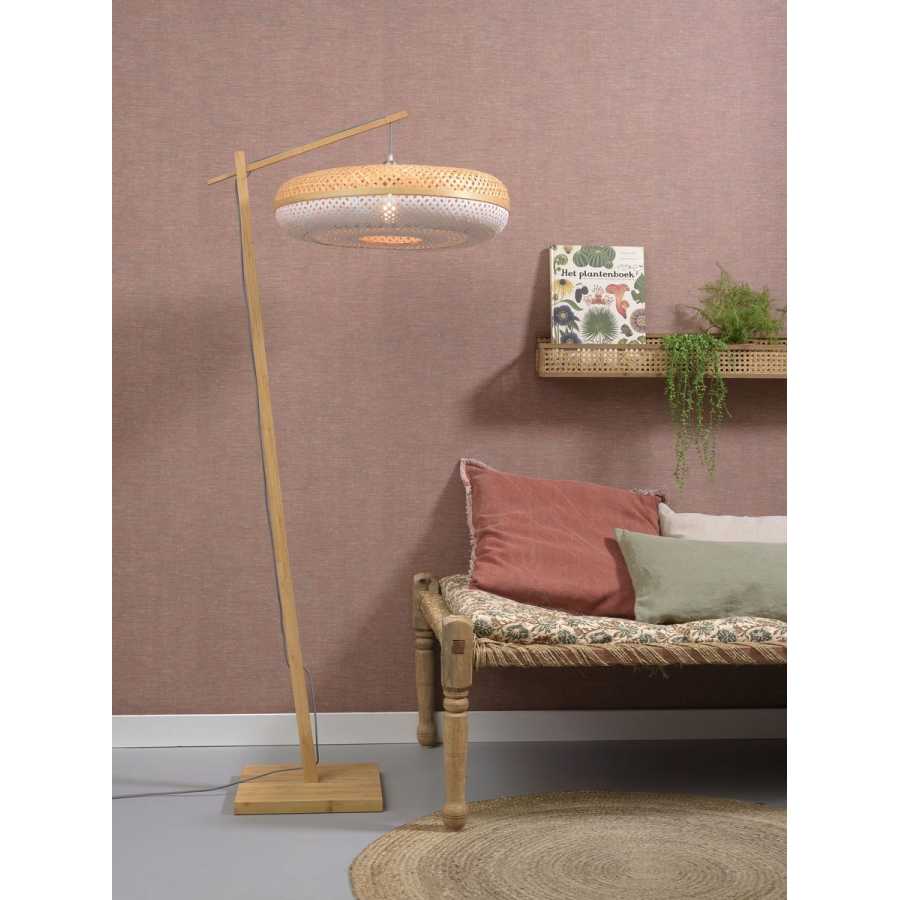 Good&Mojo Palawan Hanging Floor Lamp - Natural & White - Large