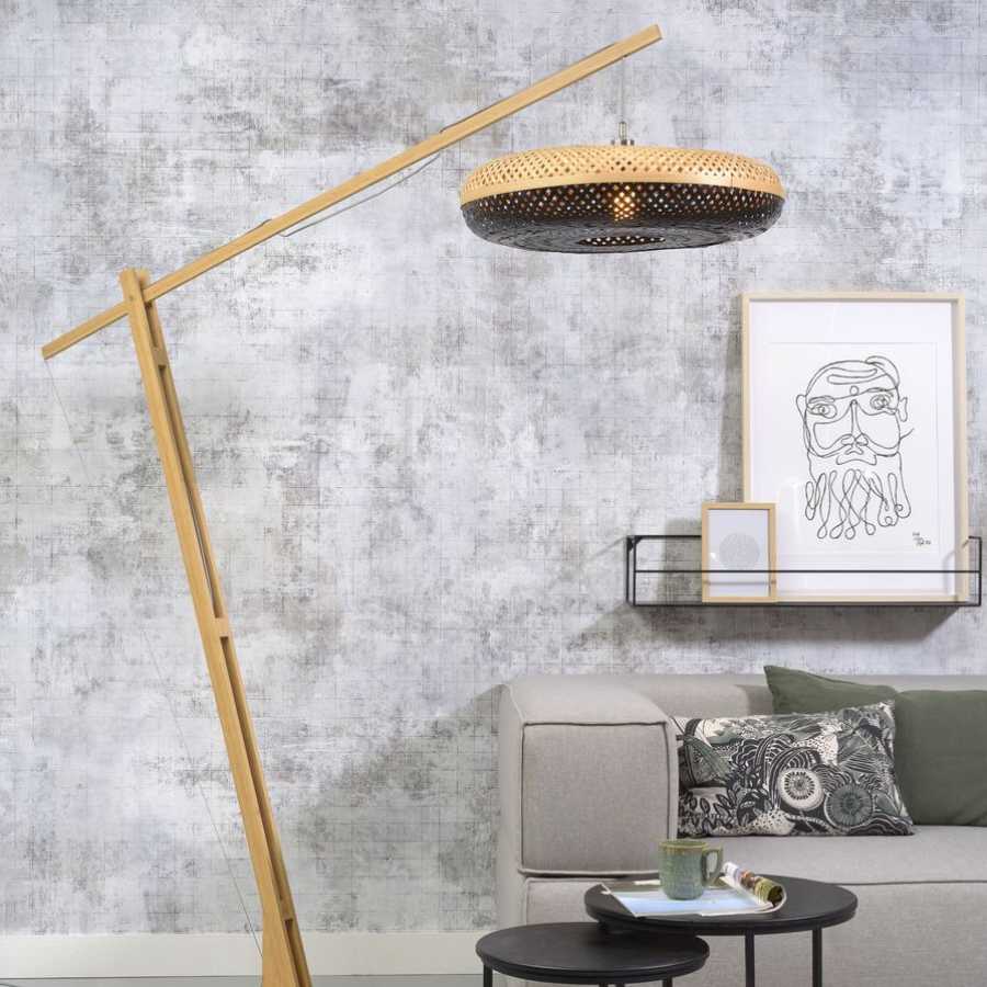 Good&Mojo Palawan Long Arm Floor Lamp - Natural & Black