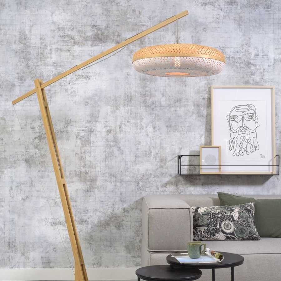 Good&Mojo Palawan Long Arm Floor Lamp - Natural & White