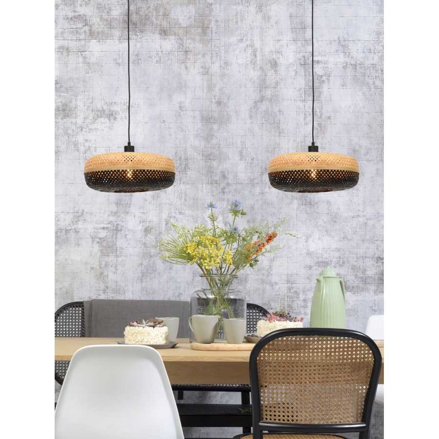 Good&Mojo Palawan Disc Pendant Light - Natural & Black - Small