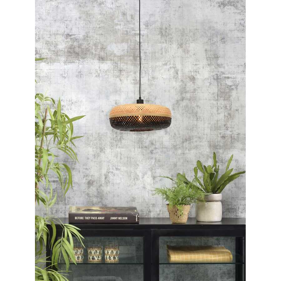 Good&Mojo Palawan Disc Pendant Light - Natural & Black - Small