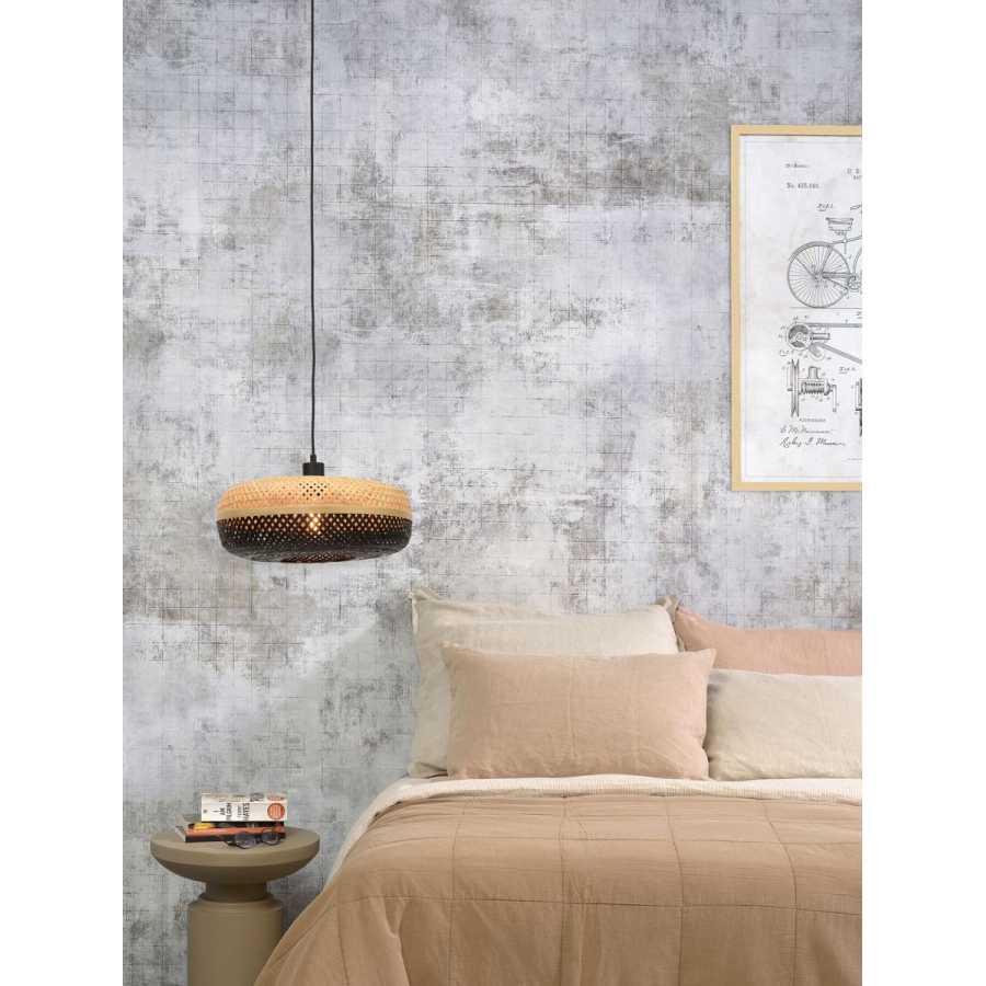 Good&Mojo Palawan Disc Pendant Light - Natural & Black - Small