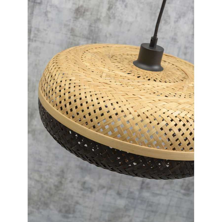 Good&Mojo Palawan Disc Pendant Light - Natural & Black - Small