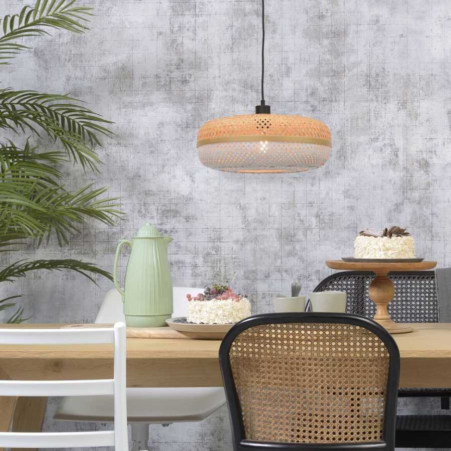 Good&Mojo Palawan Disc Pendant Light - Natural & White - Small