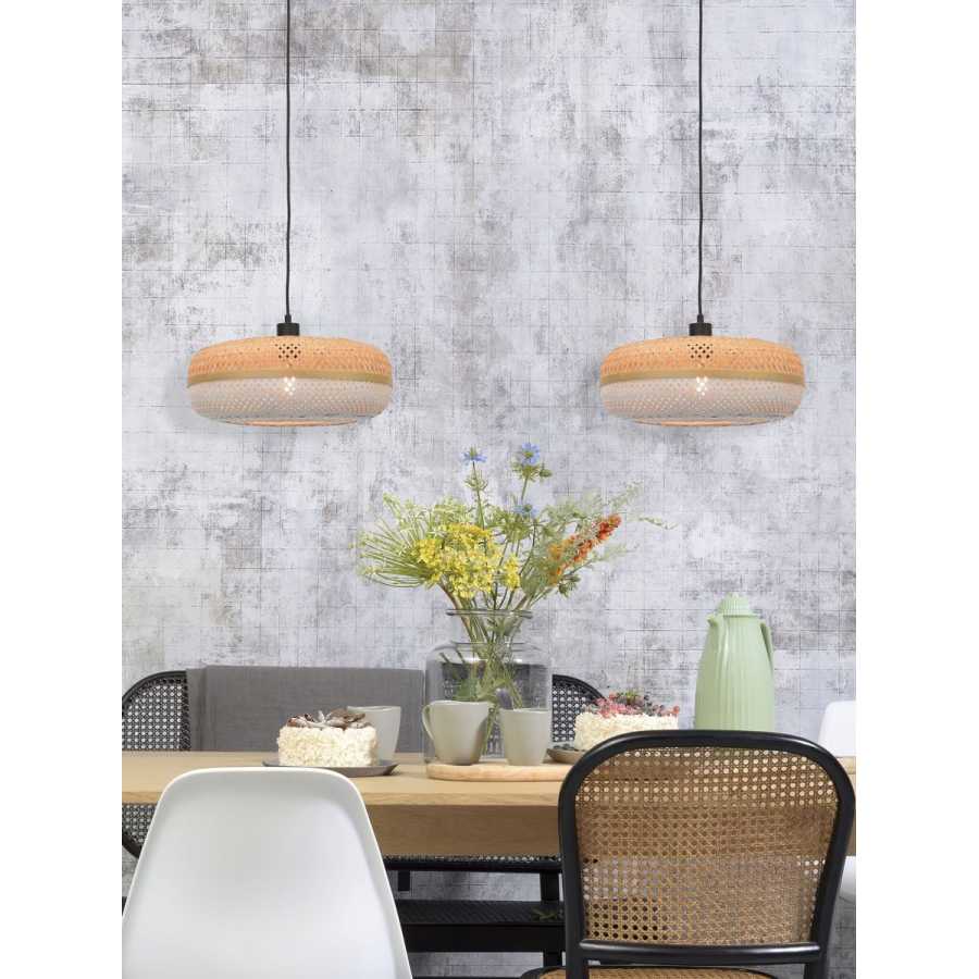 Good&Mojo Palawan Disc Pendant Light - Natural & White - Small