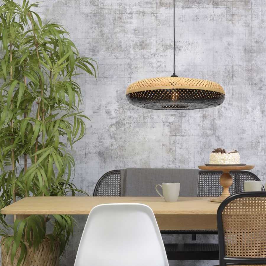 Good&Mojo Palawan Disc Pendant Light - Natural & Black - Large