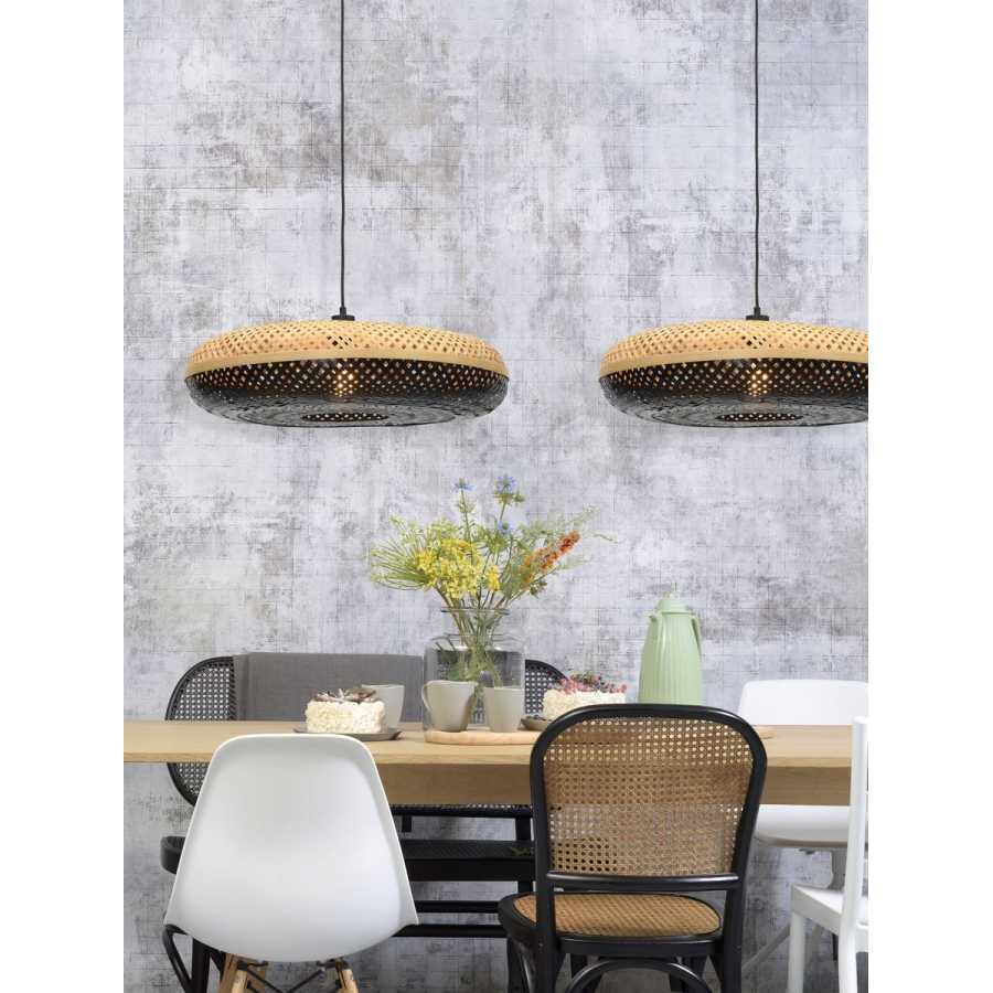 Good&Mojo Palawan Disc Pendant Light - Natural & Black - Large