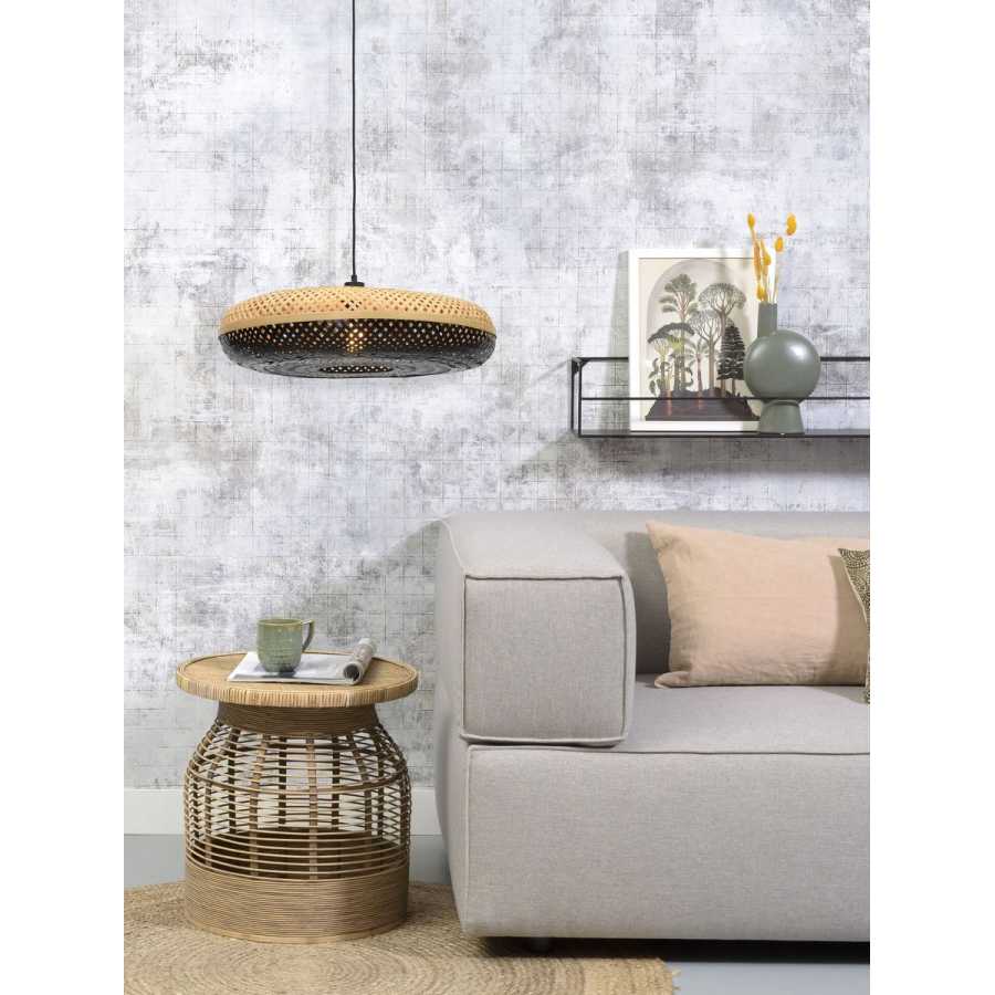 Good&Mojo Palawan Disc Pendant Light - Natural & Black - Large