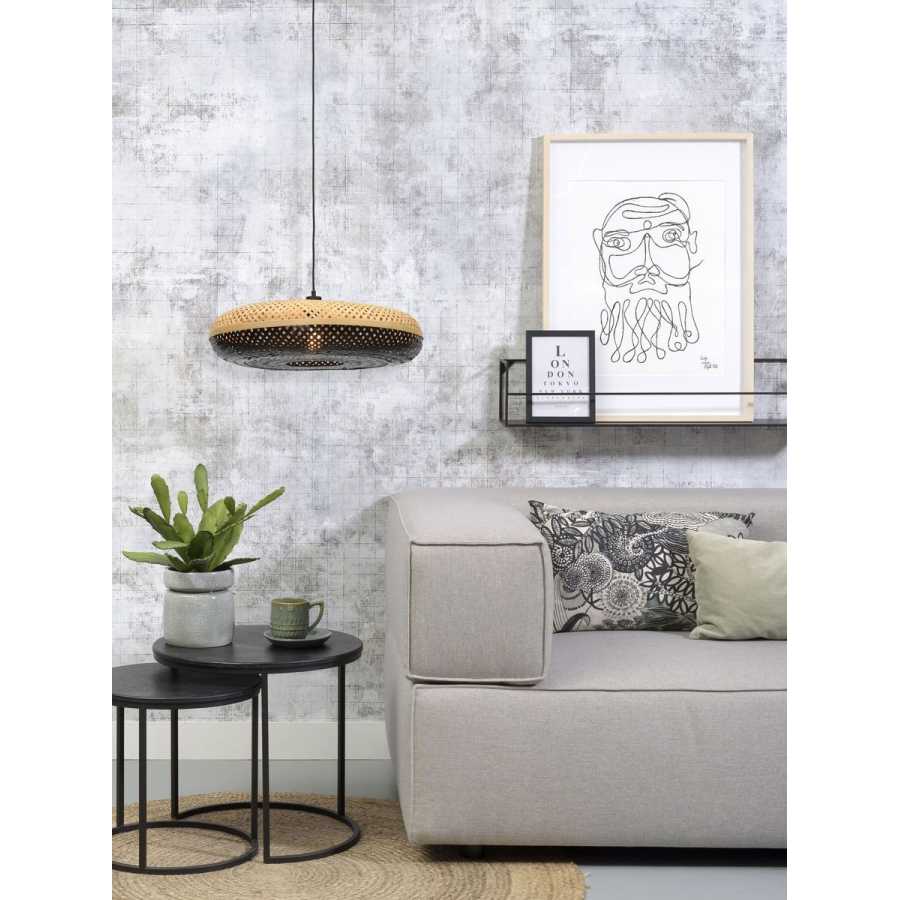 Good&Mojo Palawan Disc Pendant Light - Natural & Black - Large