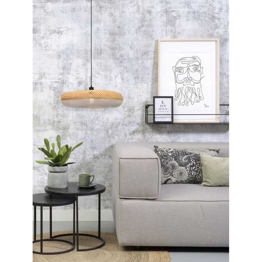 Good&Mojo Palawan Disc Pendant Light - Natural & White - Large