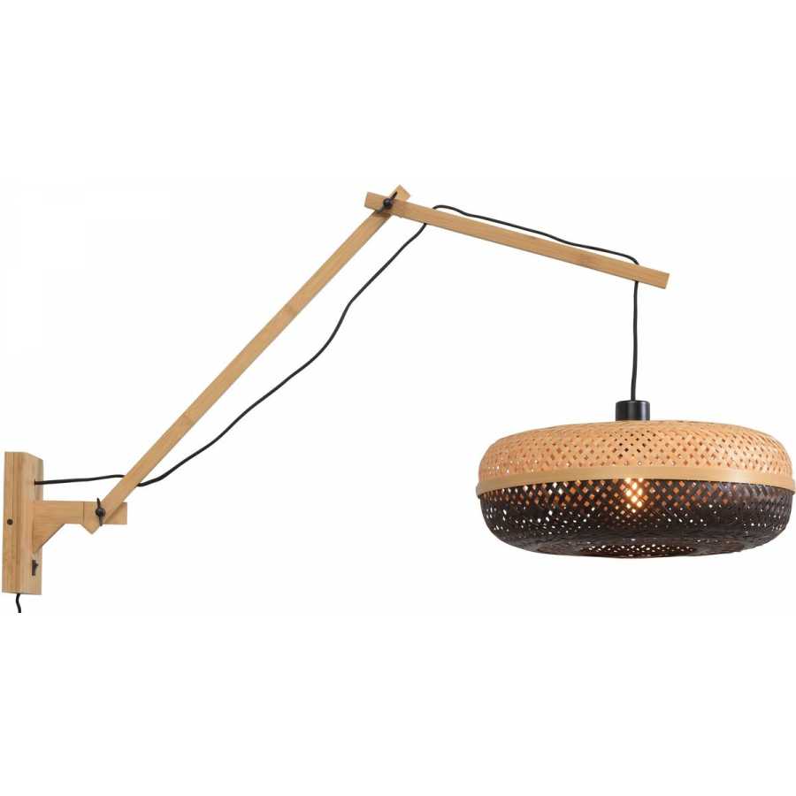 Good&Mojo Palawan Long Arm Wall Light - Natural & Black - Small