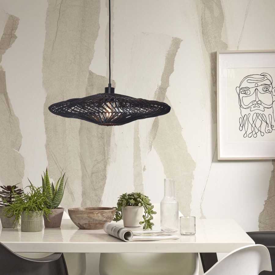 Good&Mojo Zanzibar Flat Pendant Light - Black - Large