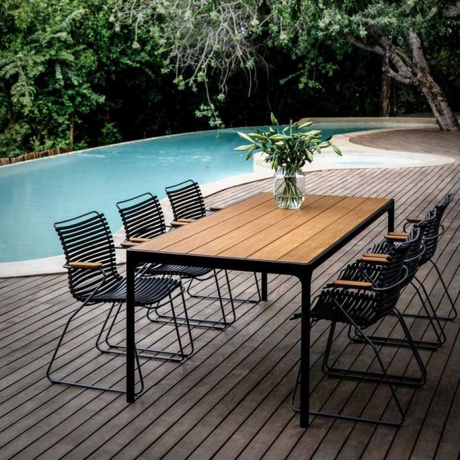HOUE Four Outdoor Rectangular Dining Table - Bamboo & Black - Medium