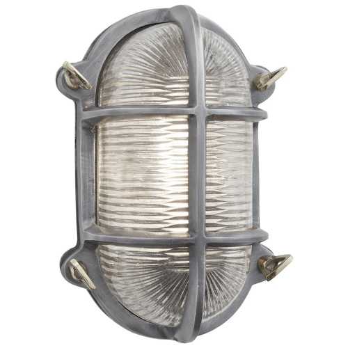 Industville Bulkhead Outdoor & Bathroom Oval Light - 6 Inch - Gunmetal