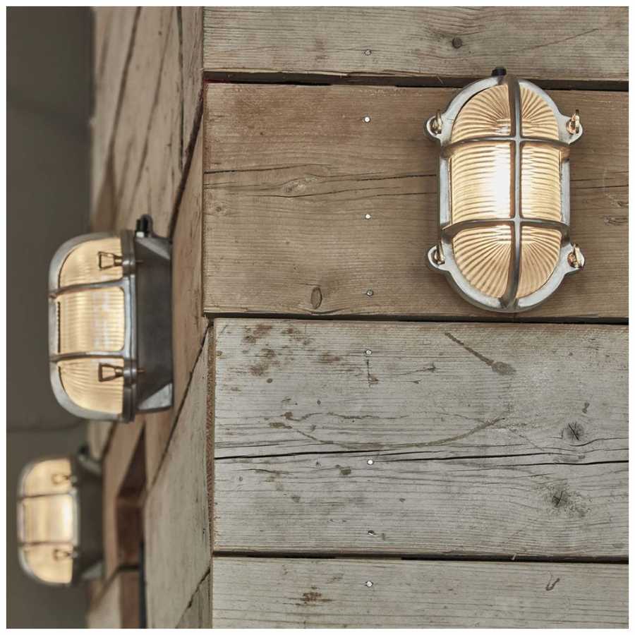 Industville Bulkhead Outdoor & Bathroom Oval Light - 6 Inch - Gunmetal - Side Wiring