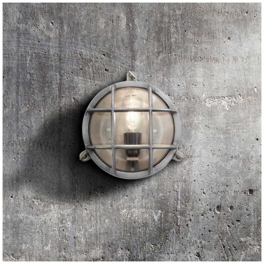 Industville Bulkhead Outdoor & Bathroom Round Light - 8 Inch - Gunmetal - Back Wiring