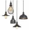 Industville Brooklyn 5 Wire Pendant Light With Shades - Pewter