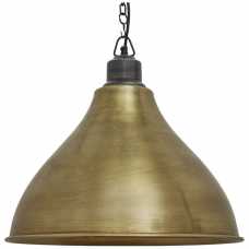 Industville Brooklyn Cone Pendant Light With Chain - 12 Inch - Brass