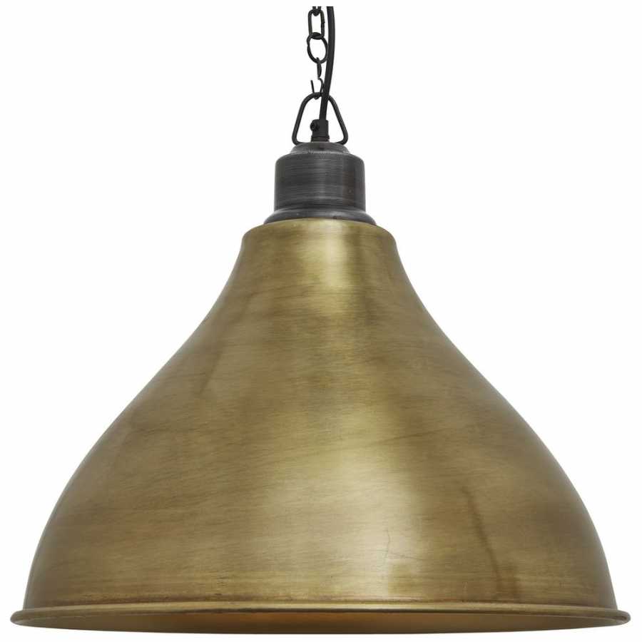 Industville Brooklyn Cone Pendant Light With Chain - 12 Inch - Brass
