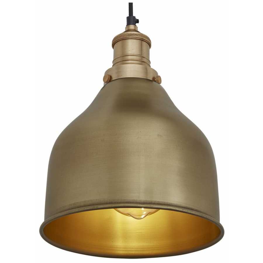 Industville Brooklyn Cone Pendant Light - 7 Inch - Brass  - Brass Holder