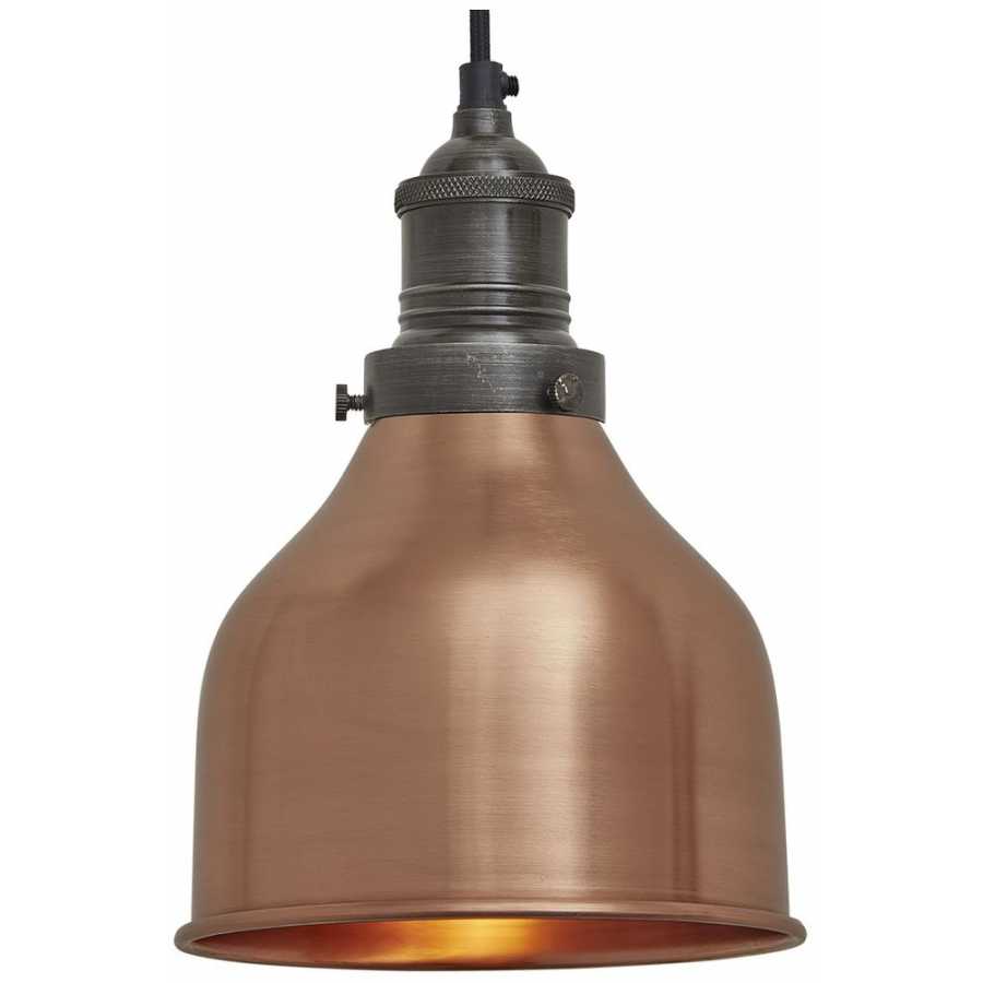 Industville Brooklyn Cone Pendant Light - 7 Inch - Copper - Pewter Holder