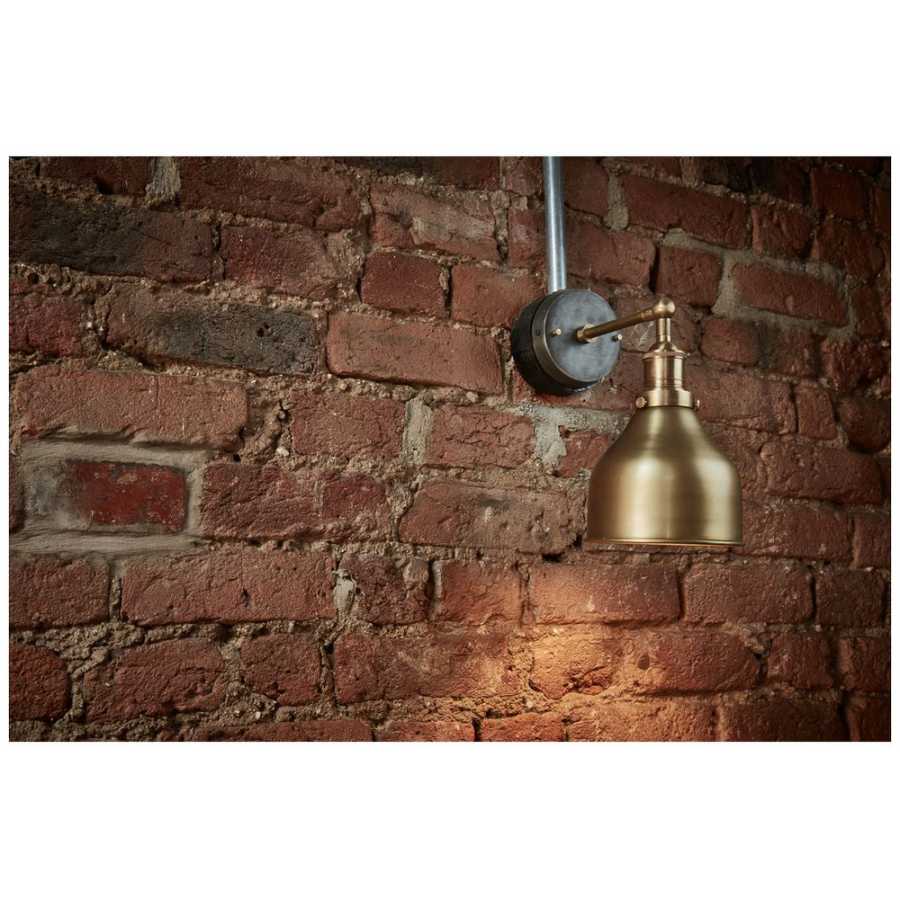Industville Brooklyn Cone Wall Light - 7 Inch - Brass  - Brass Holder