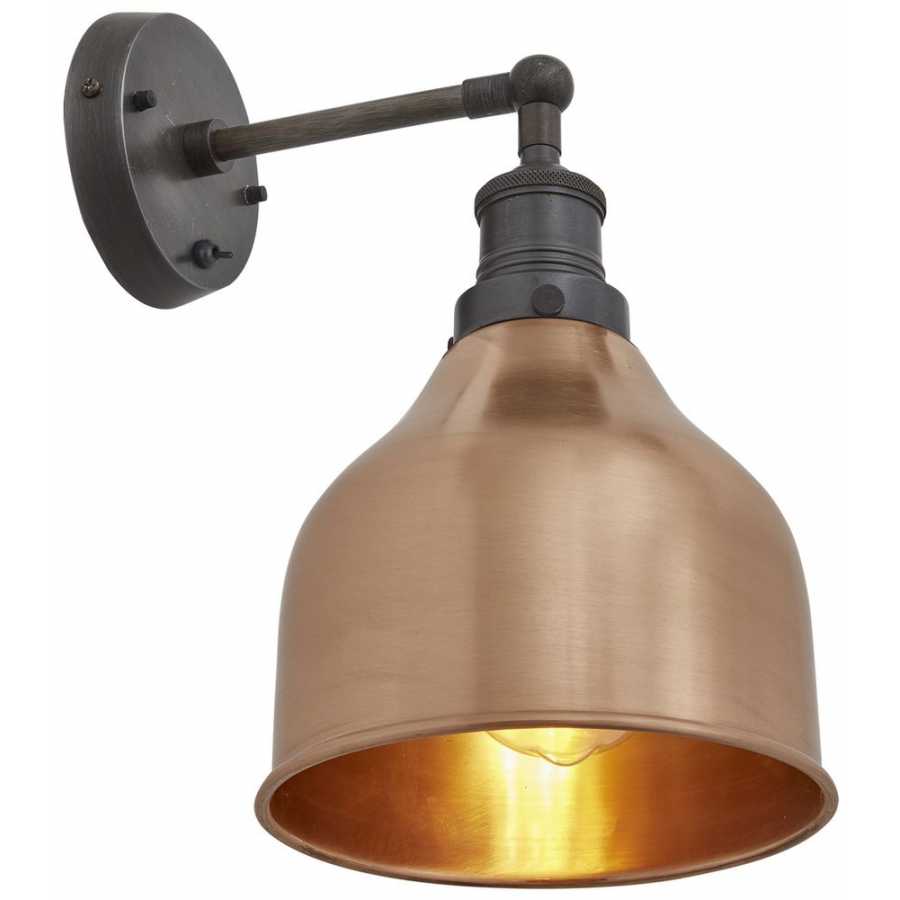 Industville Brooklyn Cone Wall Light - 7 Inch - Copper - Pewter Holder