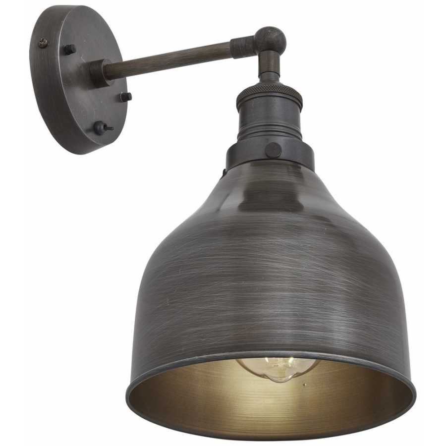 Industville Brooklyn Cone Wall Light - 7 Inch - Pewter - Pewter Holder