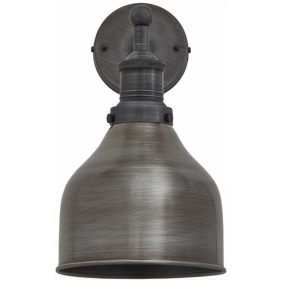 Industville Brooklyn Cone Wall Light - 7 Inch - Pewter - Pewter Holder