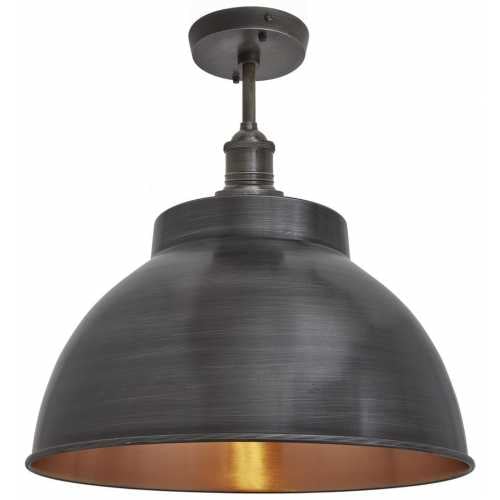 Industville Brooklyn Dome Flush Mount - 13 Inch - Pewter & Copper