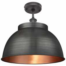 Industville Brooklyn Dome Flush Mount - 17 Inch - Pewter & Copper