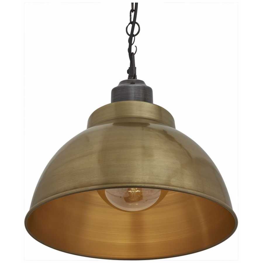 Industville Brooklyn Dome Pendant Light With Chain - 13 Inch - Brass