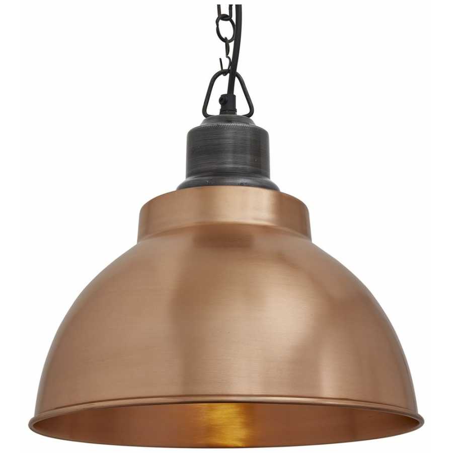 Industville Brooklyn Dome Pendant Light With Chain - 13 Inch - Copper