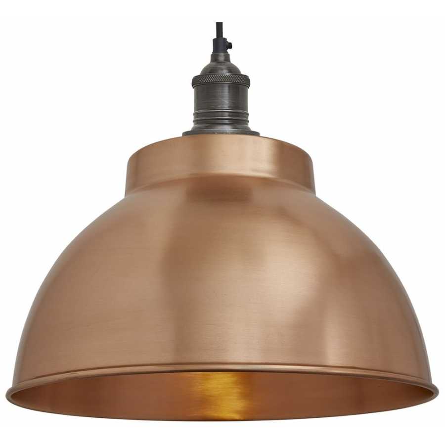 Industville Brooklyn Dome Pendant Light - 13 Inch - Copper - Pewter Holder