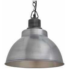 Industville Brooklyn Dome Pendant Light With Chain - 13 Inch - Light Pewter