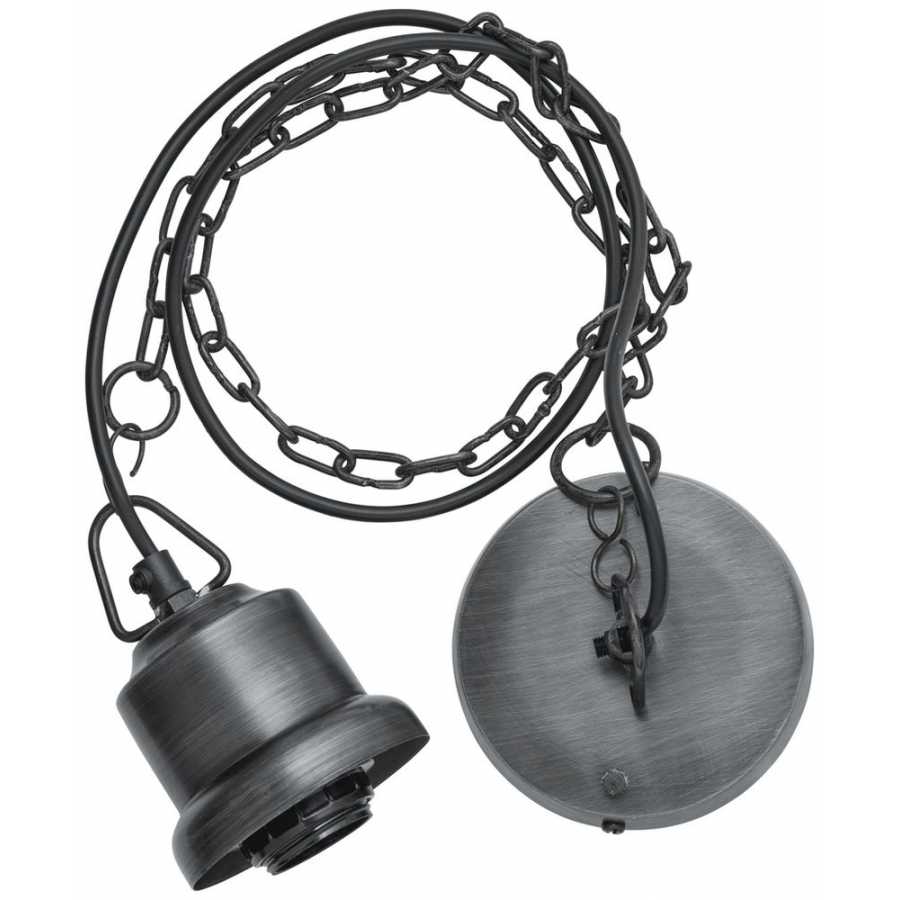 Industville Brooklyn Dome Pendant Light With Chain - 13 Inch - Light Pewter - Pewter Chain Holder