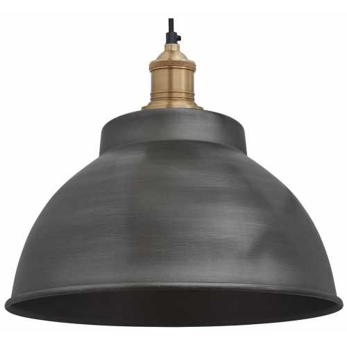 Industville Brooklyn Dome Pendant Light - 13 Inch - Pewter