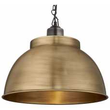 Industville Brooklyn Dome Pendant Light With Chain - 17 Inch - Brass