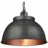 Industville Brooklyn Dome Pendant Light With Chain - 17 Inch - Pewter & Copper