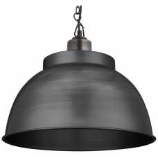 Industville Brooklyn Dome Pendant Light With Chain - 17 Inch - Pewter