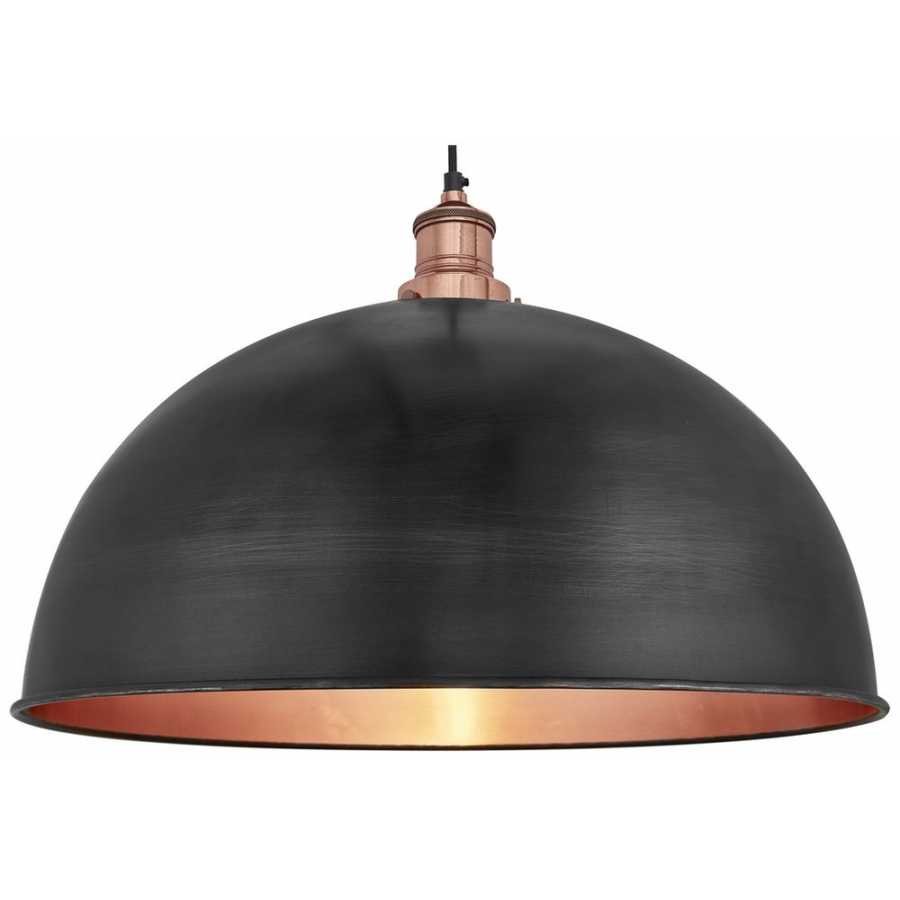 Industville Brooklyn Dome Pendant Light - 18 Inch - Pewter & Copper - Copper Holder