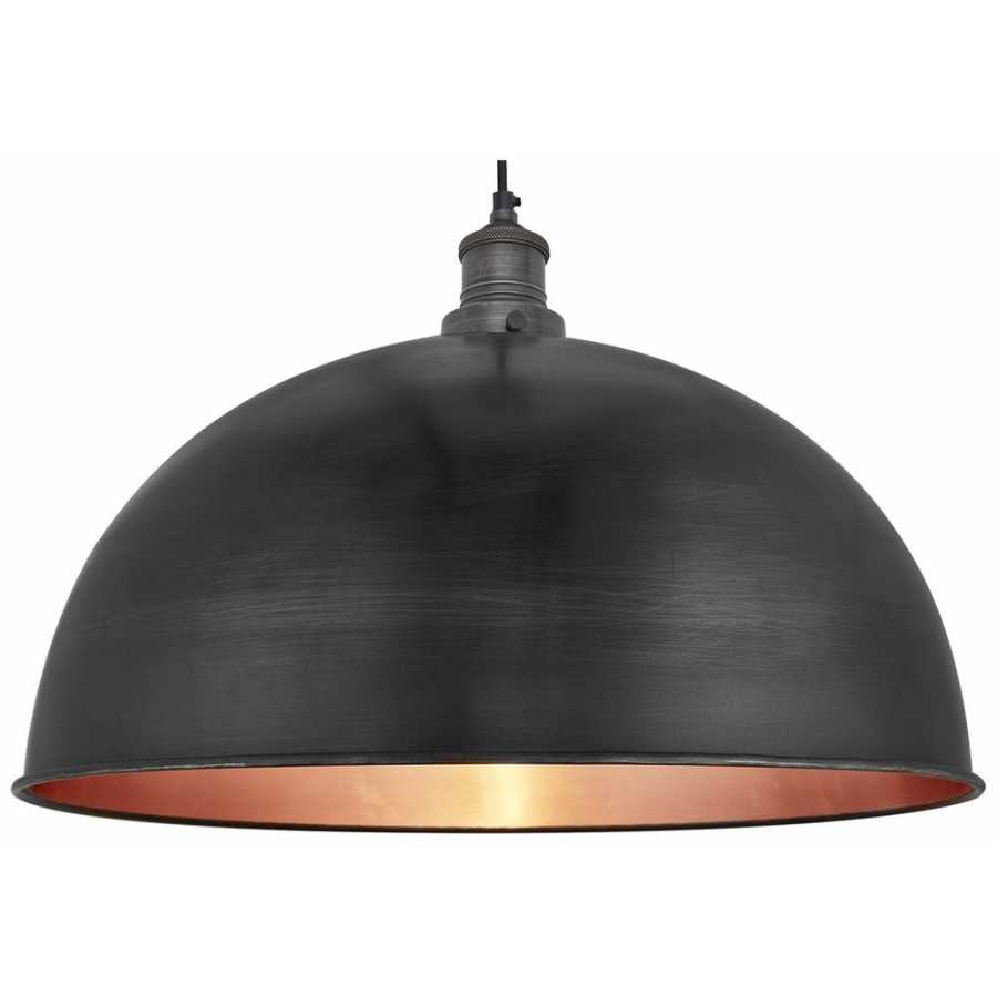 Industville Brooklyn Dome Pendant Light - 18 Inch - Pewter & Copper - Pewter Holder
