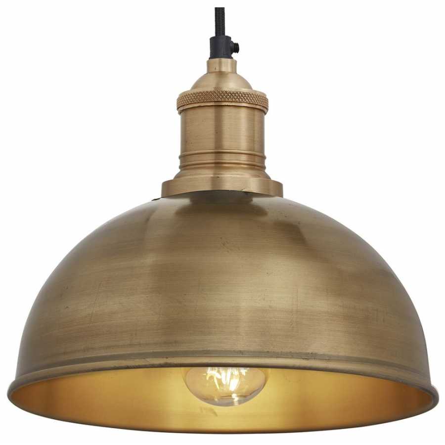 Industville Brooklyn Dome Pendant Light - 8 Inch - Brass - Brass Holder