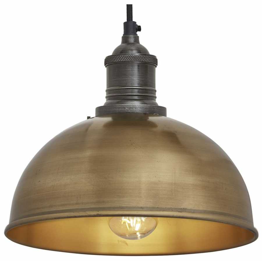 Industville Brooklyn Dome Pendant Light - 8 Inch - Brass - Pewter Holder